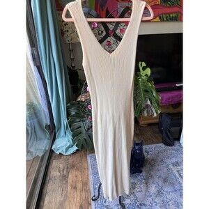 Forever 21 Beige Rayon Blend Bodycon Knitted Dress Size XL Sleeveless